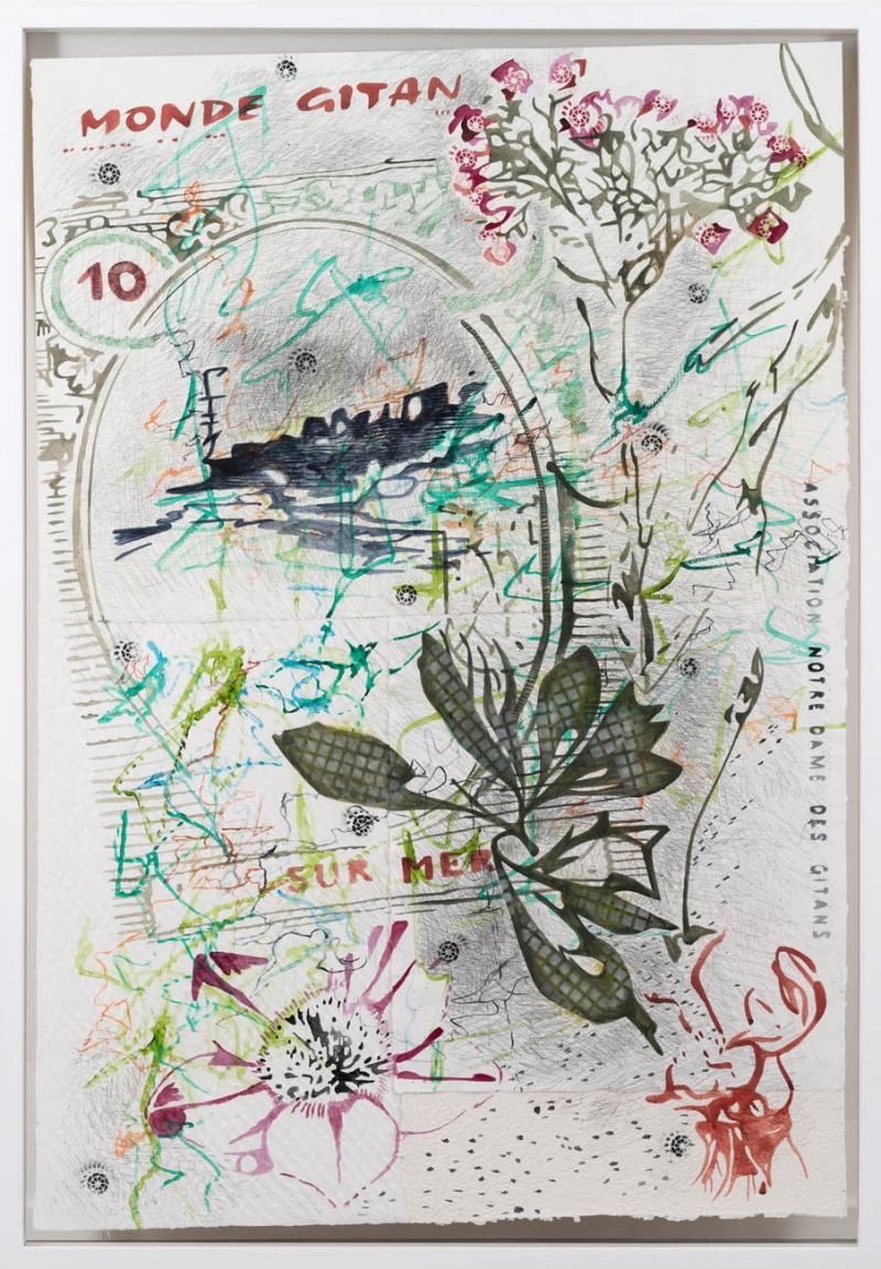 Les fleurs des rues_5, 2020, tecnica mista su carta, cm 108 x 155