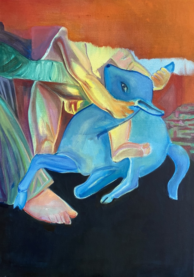 Blue Lamb, L. da Vinci, August 2021, 2021, olio su tela, cm 70 x 50. ph Studio Marc Bauer