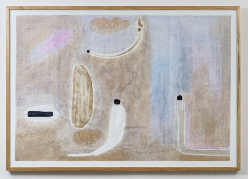 Naturaleza muerta, 2021, evidenziatore, acrilico e pastello su polietilene, cm 110 x 153