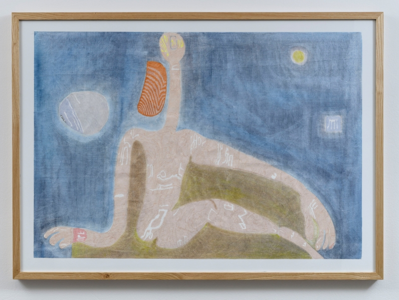 Sombra encendida, 2021. Evidenziatore e acrilico su polietilene, cm 90 x 124,5