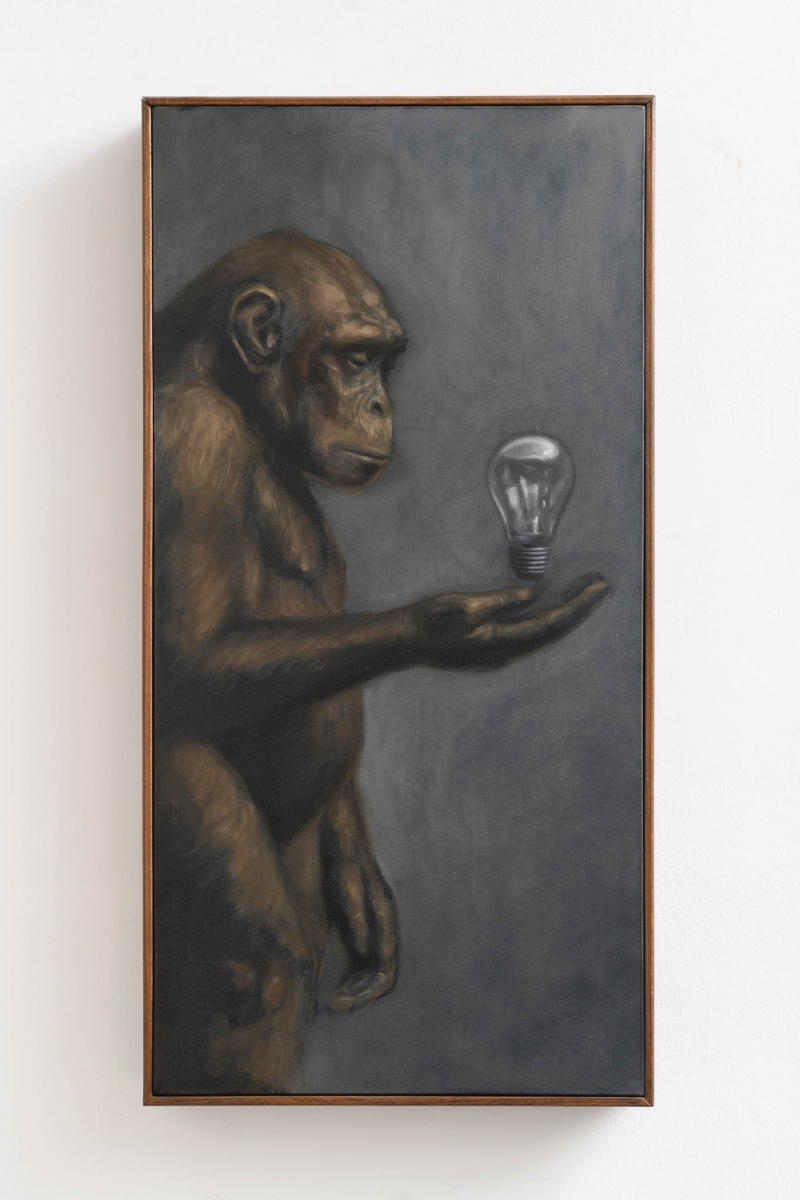 Prevoluzione (idea), 2025. Olio su tela, cm 72 × 36,5 × 5,5