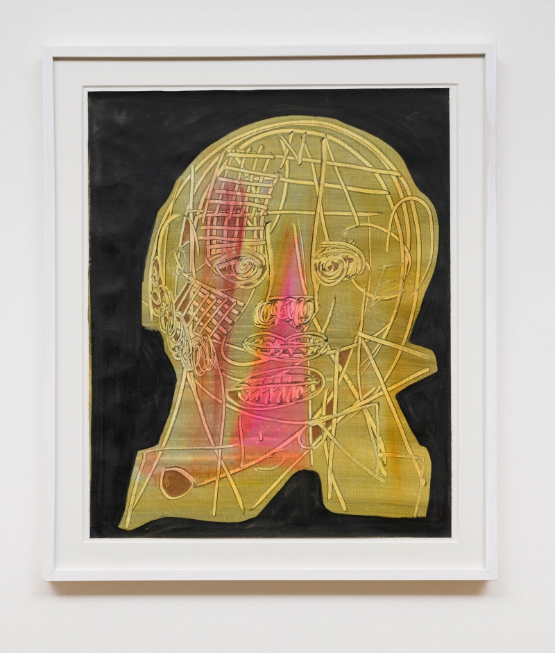 Oro Negro series, 2025. Acrilico, pennarello e inchiostro su tela di polietilene, cm 59 x 50